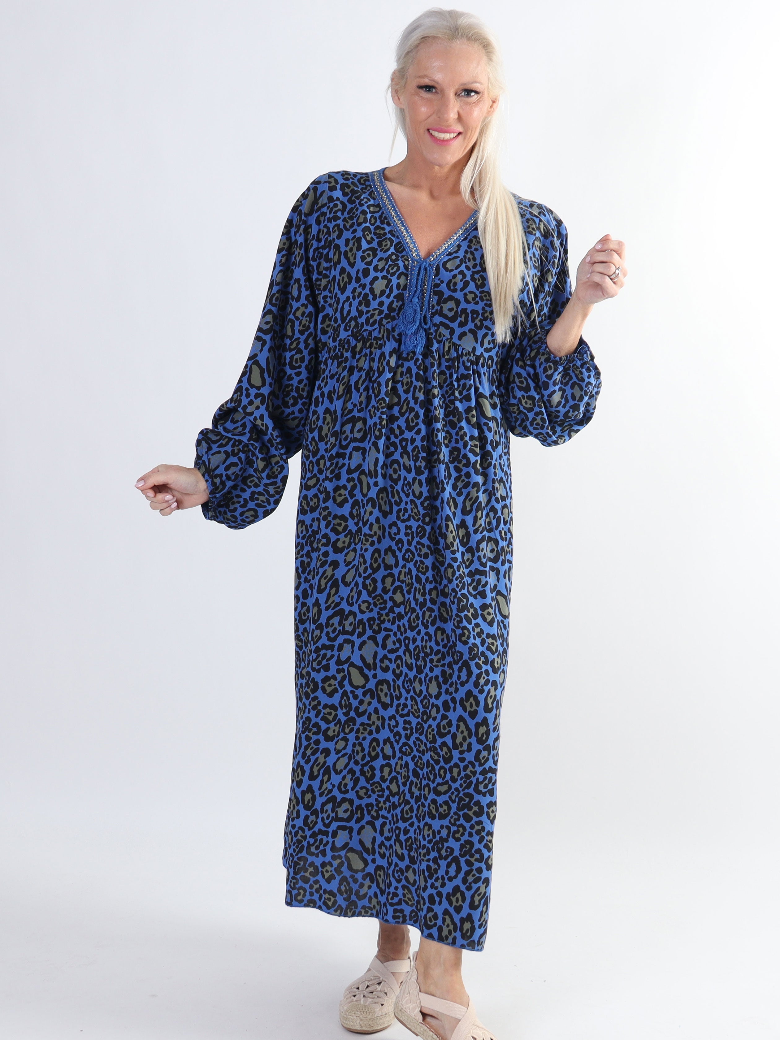 Rebecca - Lång tunikaklänning med leopardmönster i stora storlekar